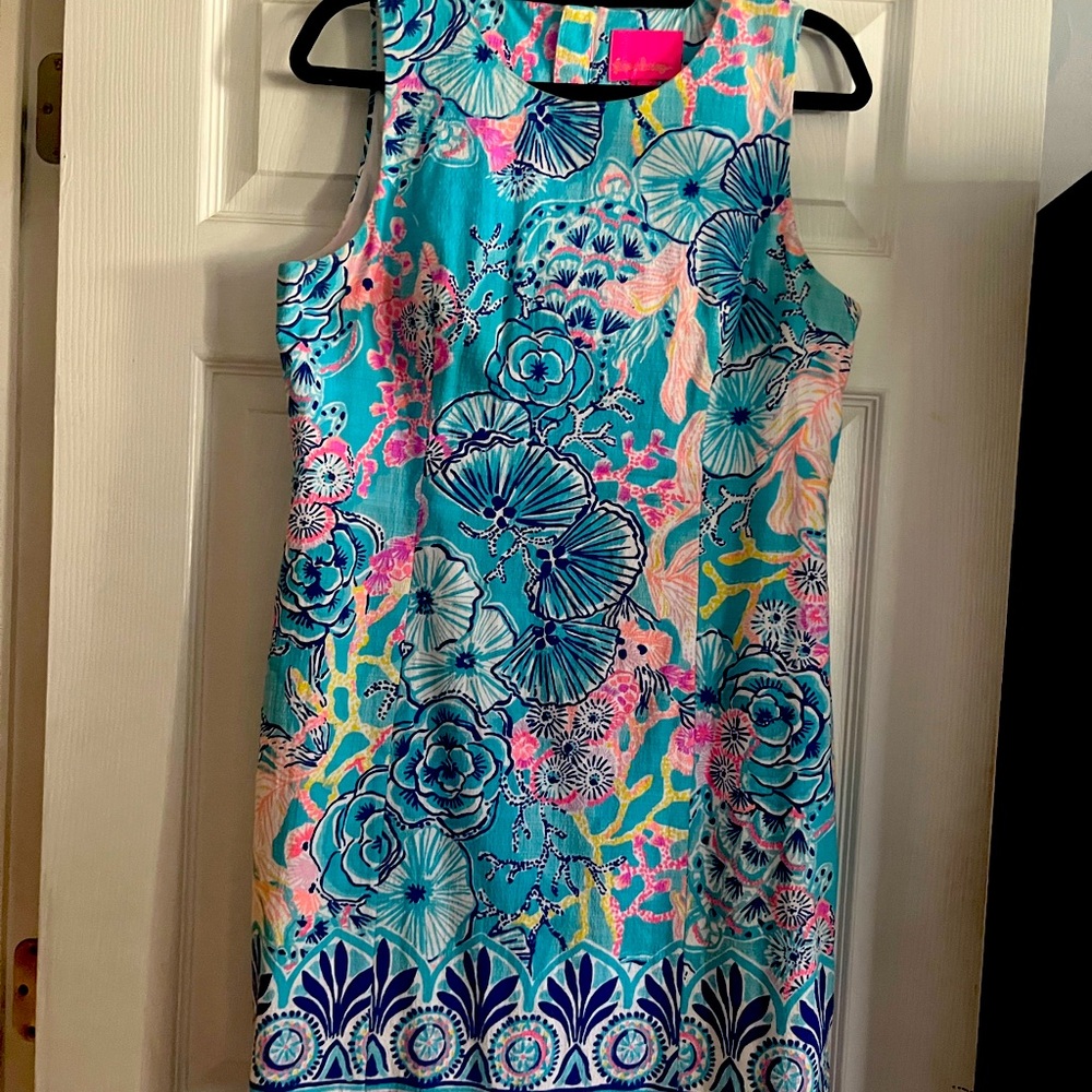 Lily Pulitzer Floral Sleeveless Dress - turquoise & pink sheath dress.